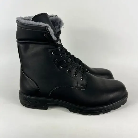 Blundstone 1465 Men's 9.5 Triple Black Leather Lace Up Ankle Winter Therma Boots